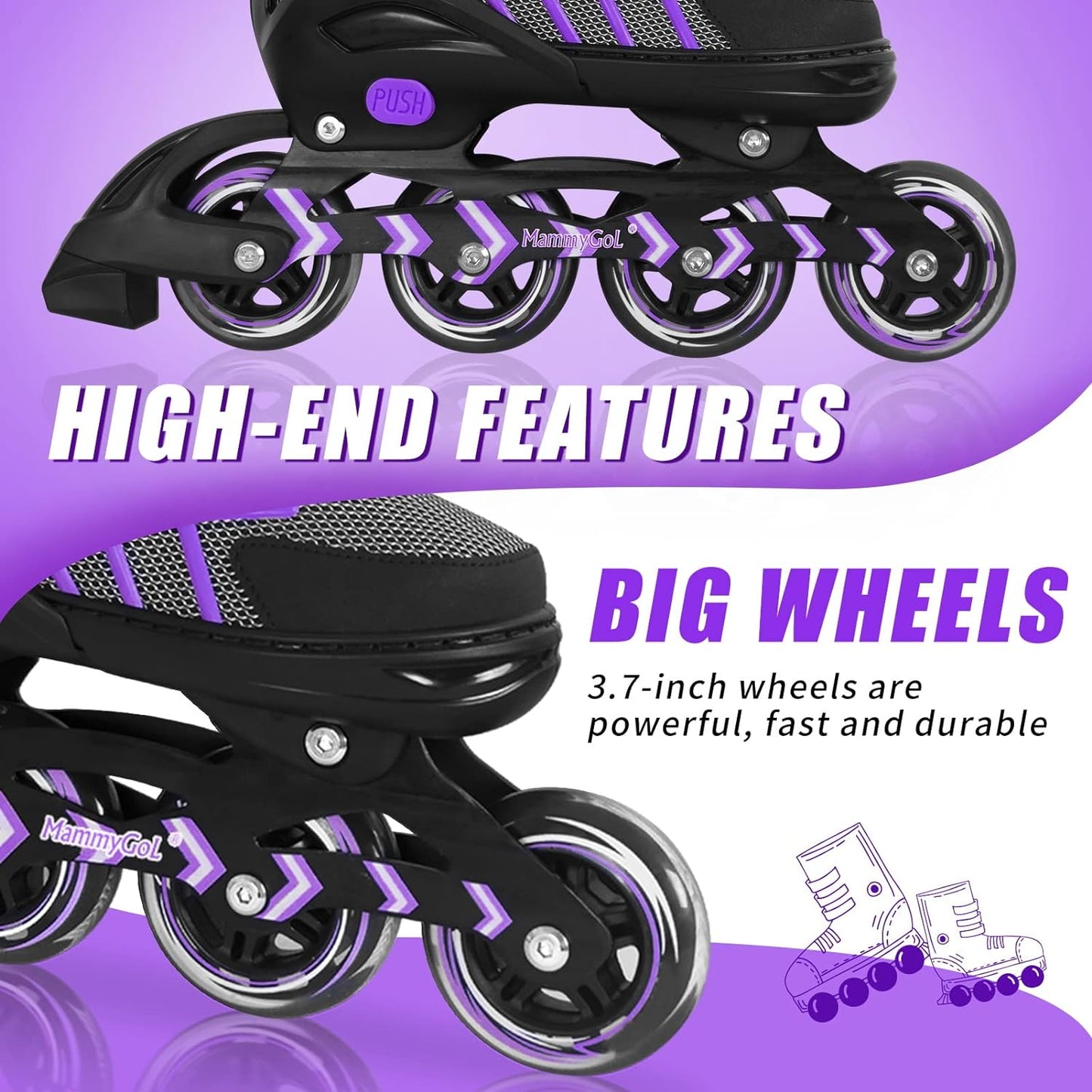MammyGol Inline Skates for Adults-Purple