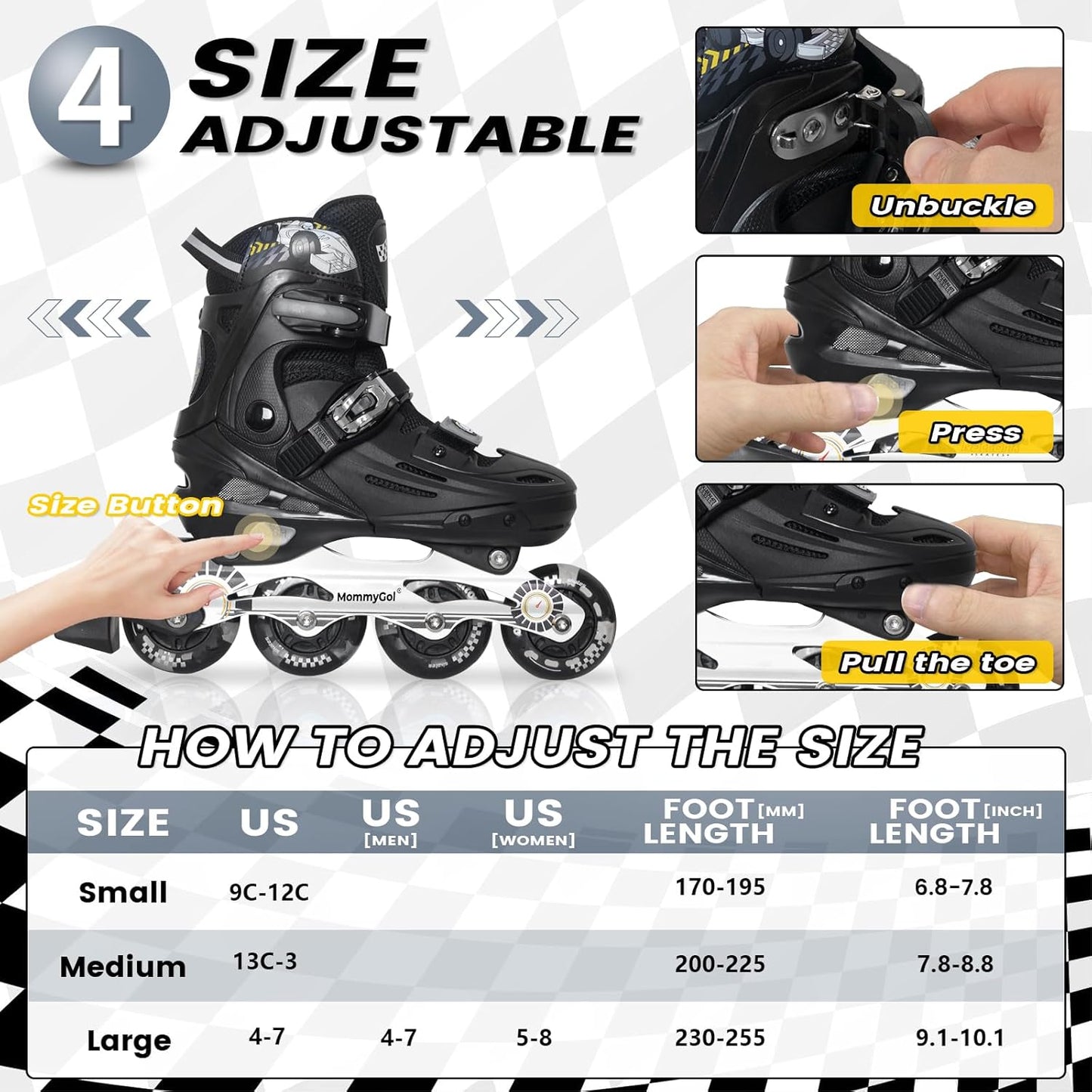 MammyGol Inline Skates for Boys and Girls Youth-Silver