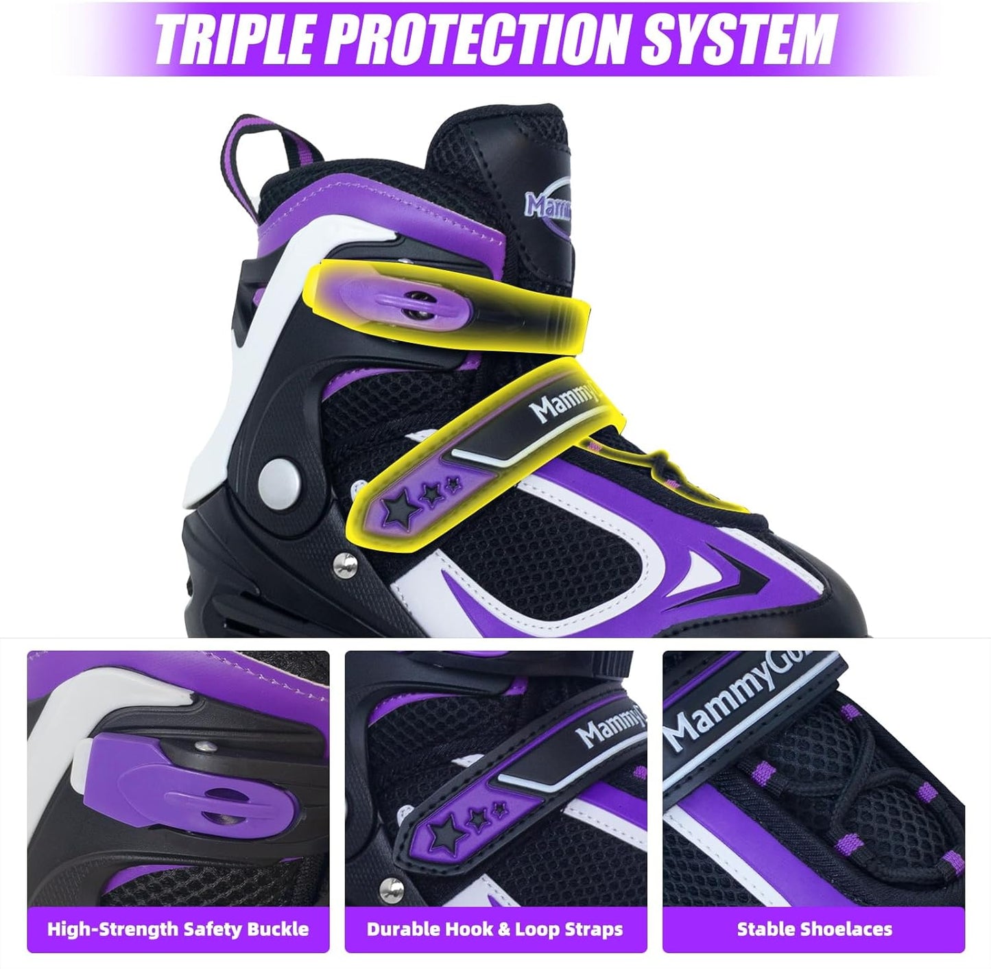 MammyGol Adjustable Inline Skates for kids - Violet