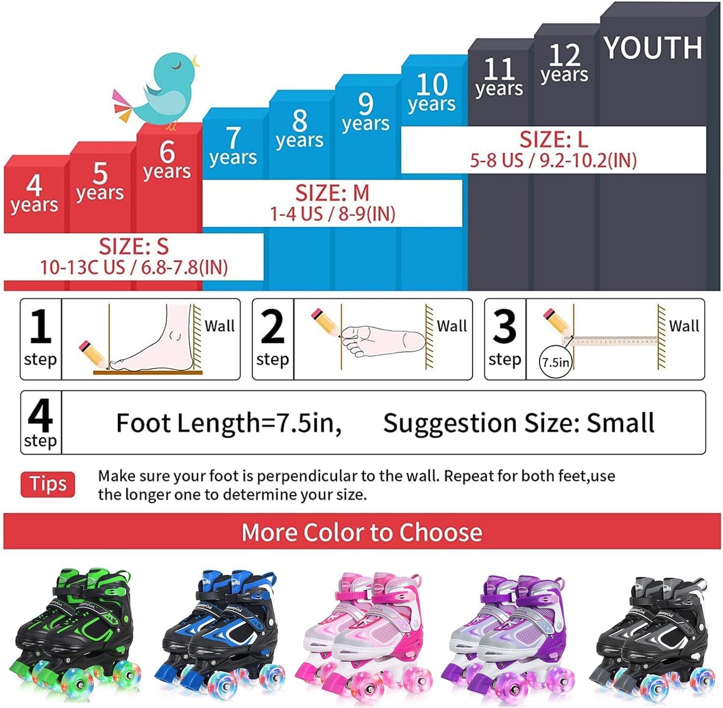 MammyGol Roller Skates for Boys Girls-Blue