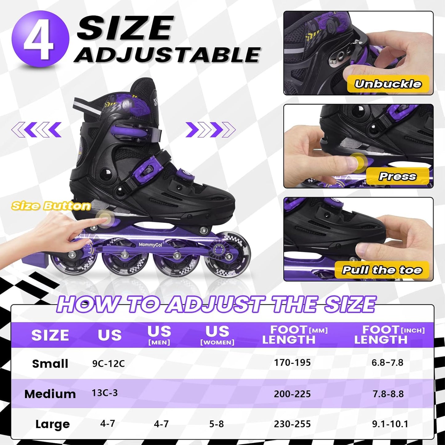 MammyGol Inline Skates for Boys and Girls Youth-Purple