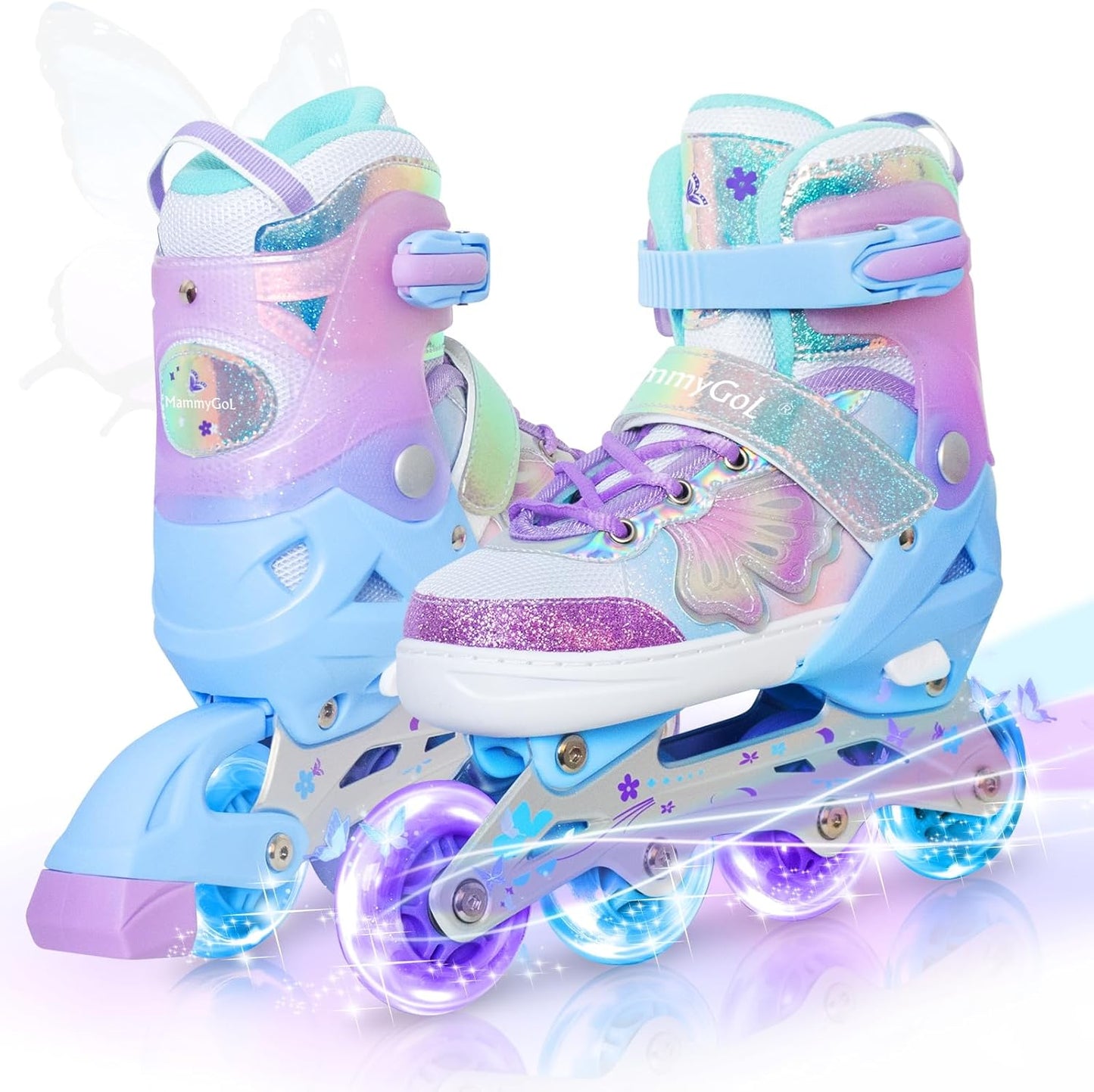 MammyGol Adjustable Butterfly Inline Skates for Kids-Purple