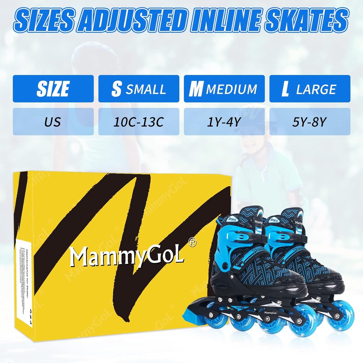 MammyGol Beginner Inline Skates for Kids-Blue