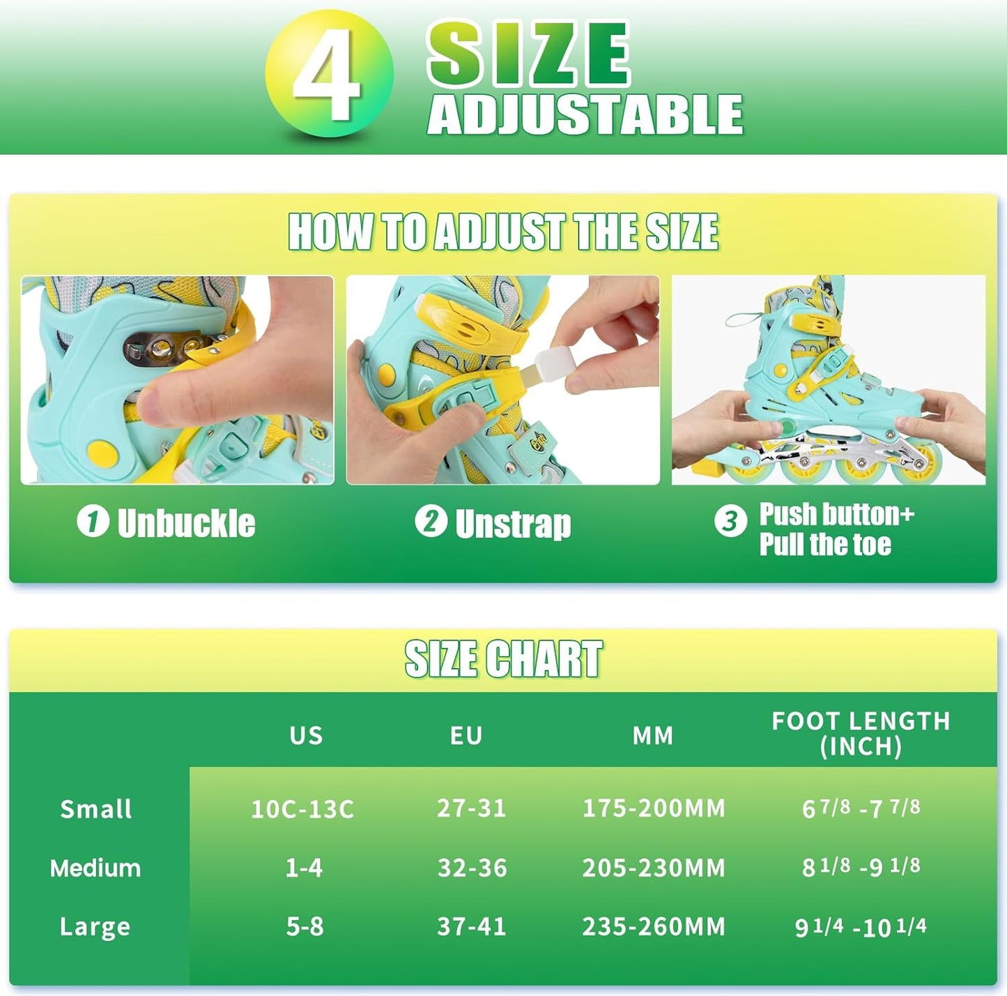 MammyGol Inline Skates for Girls and Boys-Teal