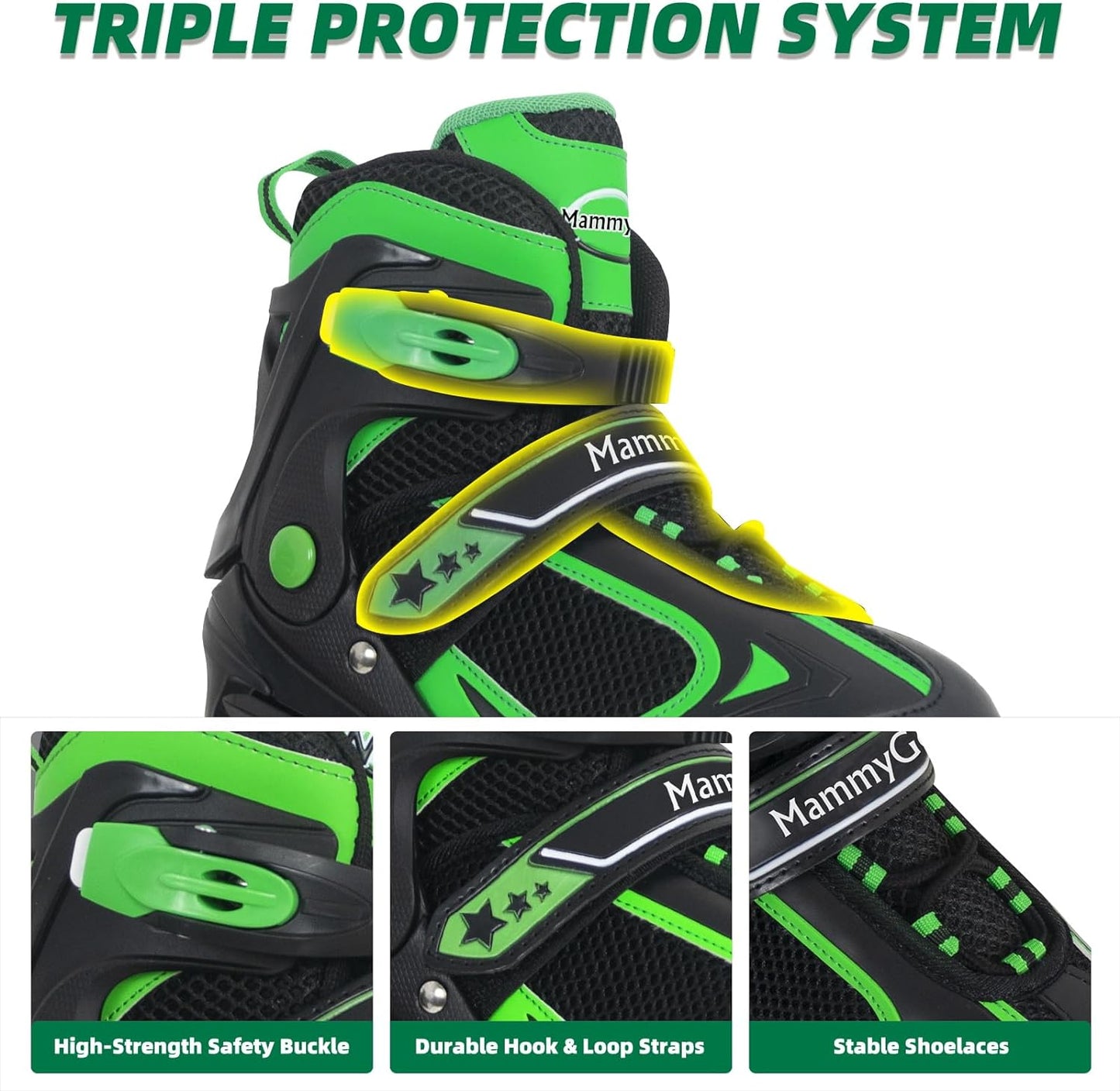 MammyGol Adjustable Inline Skates for kids - Green