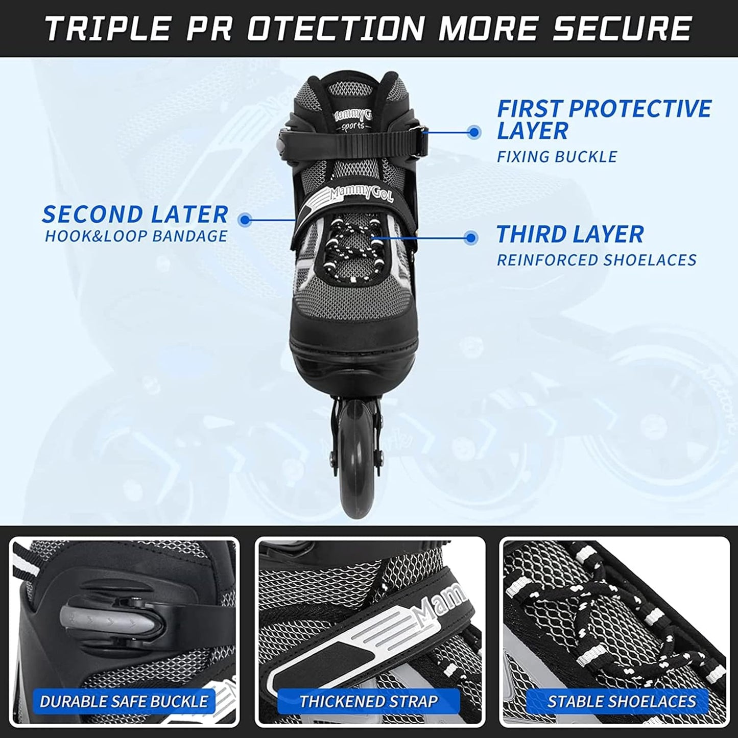 MammyGol Inline Skates for Adults-Black