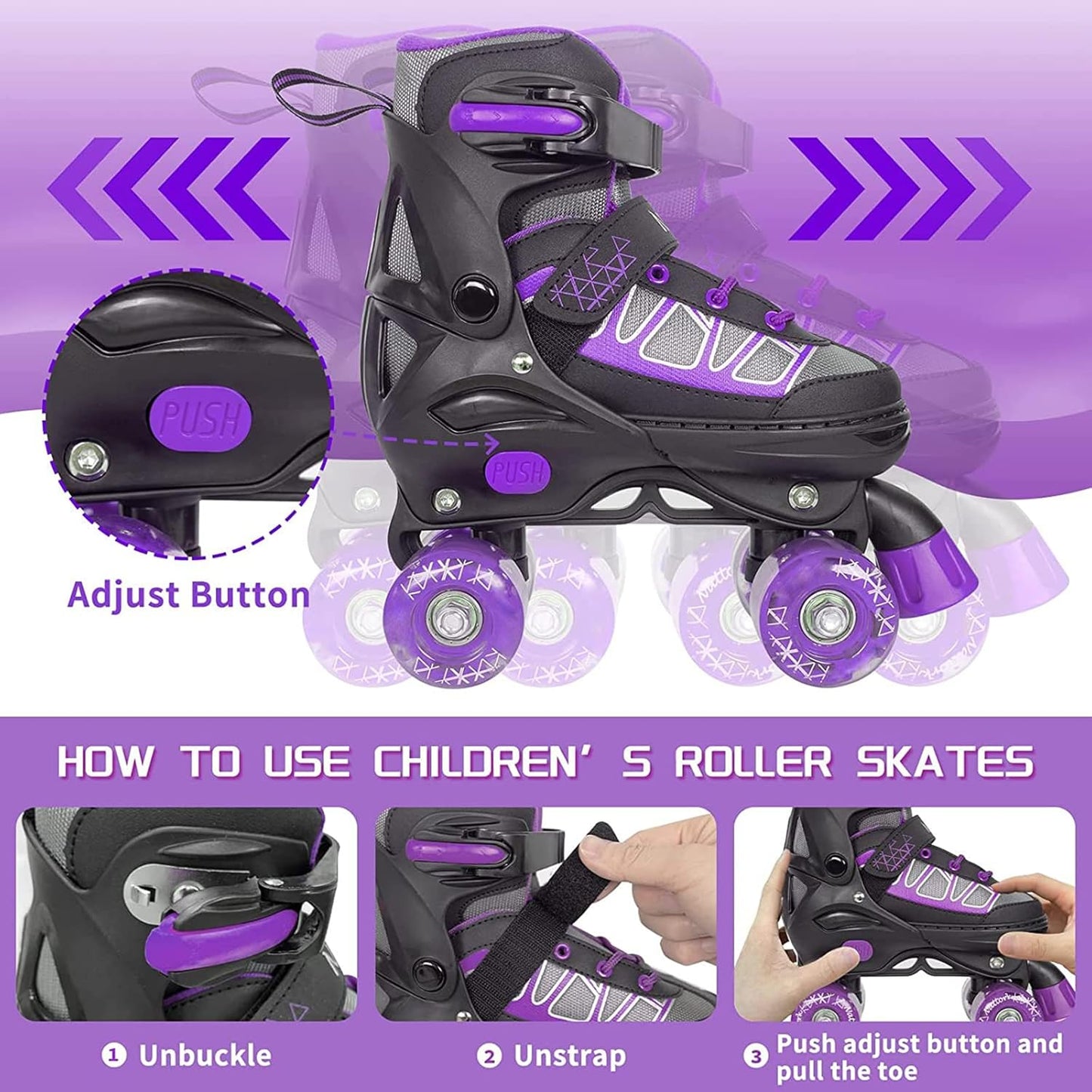MammyGol Roller Skates for Kids - Purple