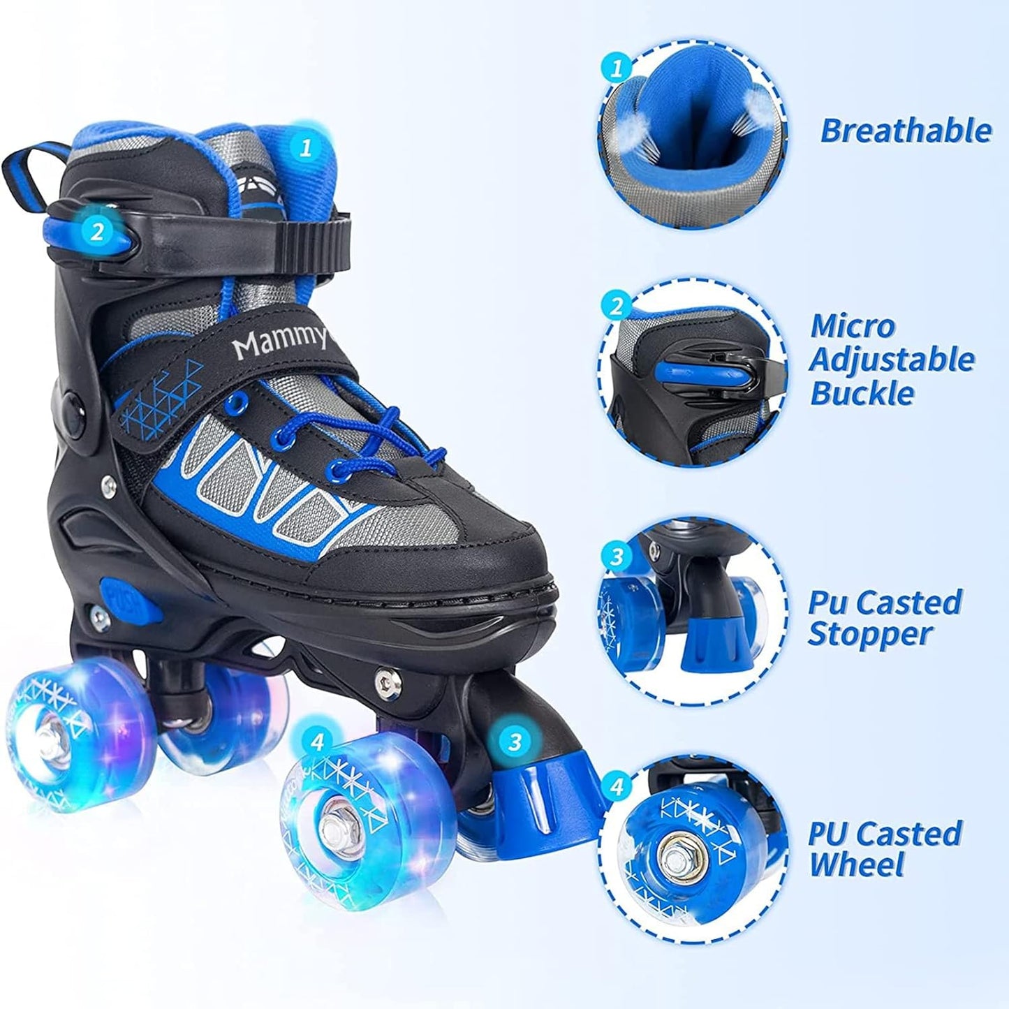 MammyGol Roller Skates for Kids - Blue