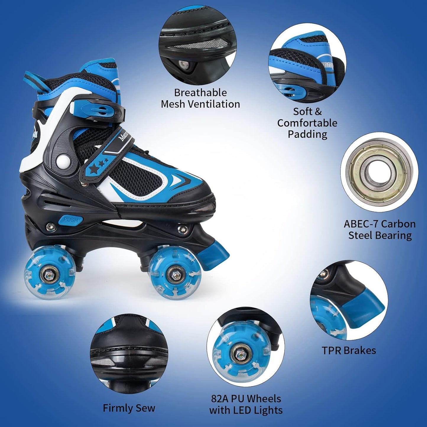 MammyGol Roller Skates for Boys Girls-Blue