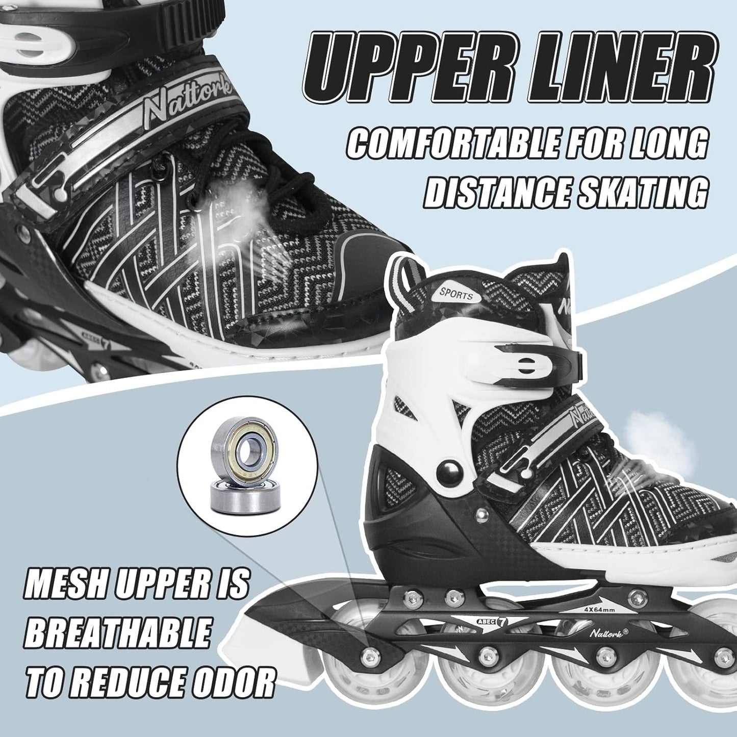MammyGol Beginner Inline Skates for Kids-Black