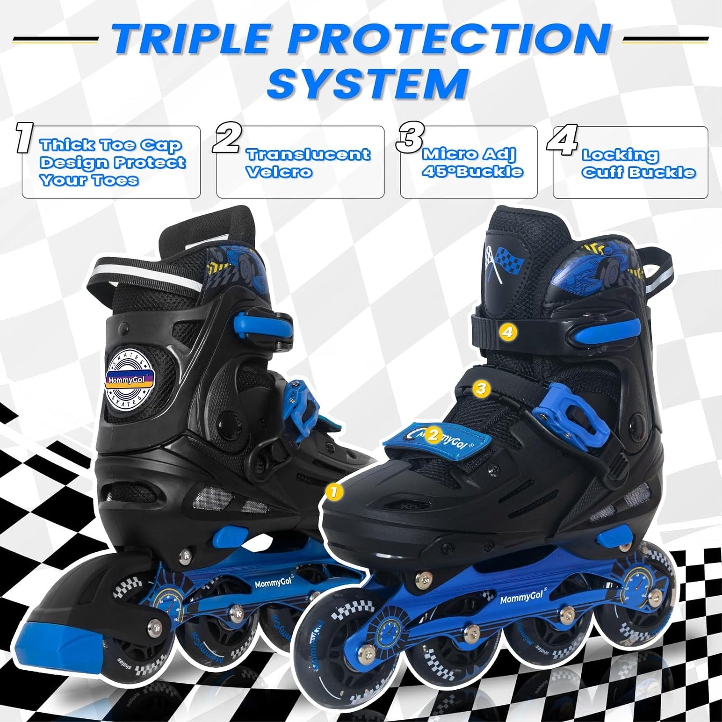 MammyGol Inline Skates for Boys and Girls Youth-Blue
