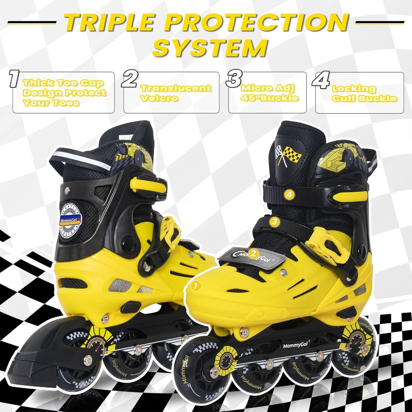 MammyGol Inline Skates for Boys and Girls Youth-Yellow