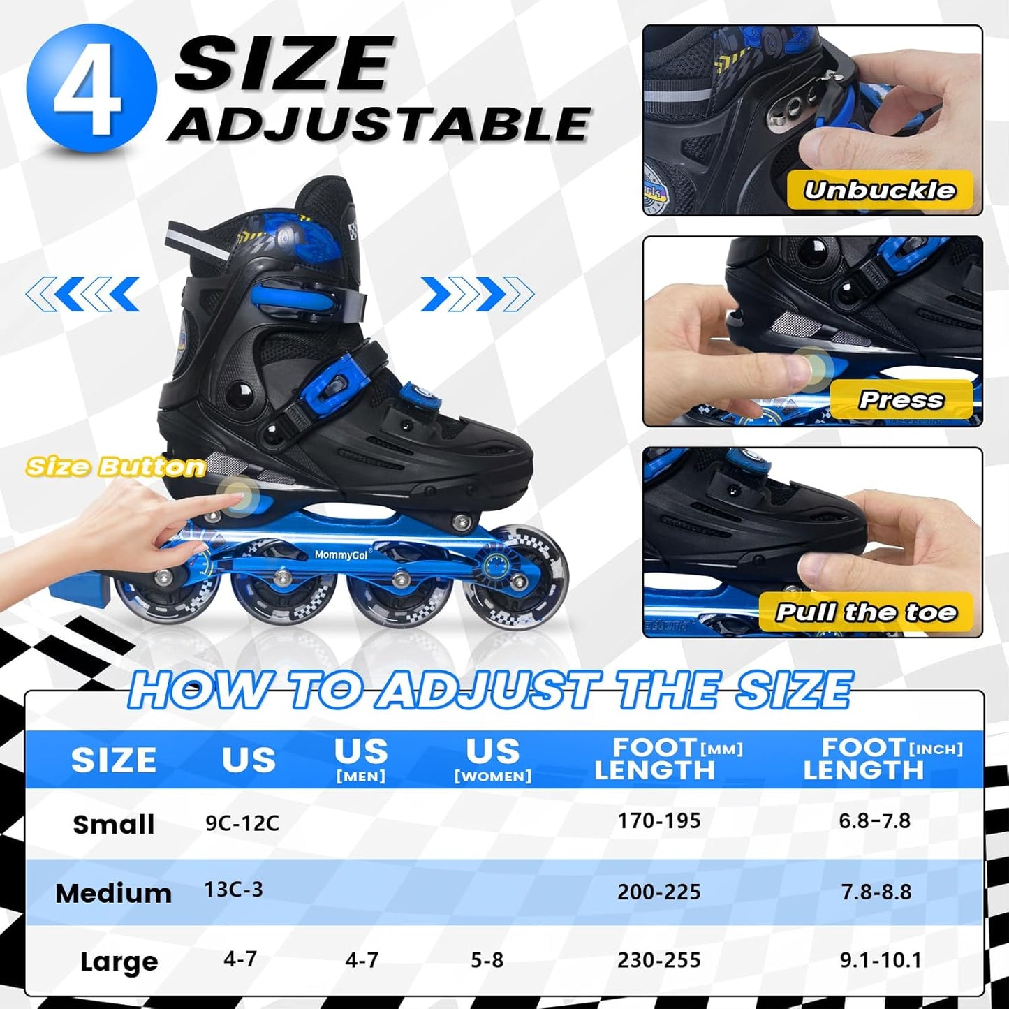 MammyGol Inline Skates for Boys and Girls Youth-Blue