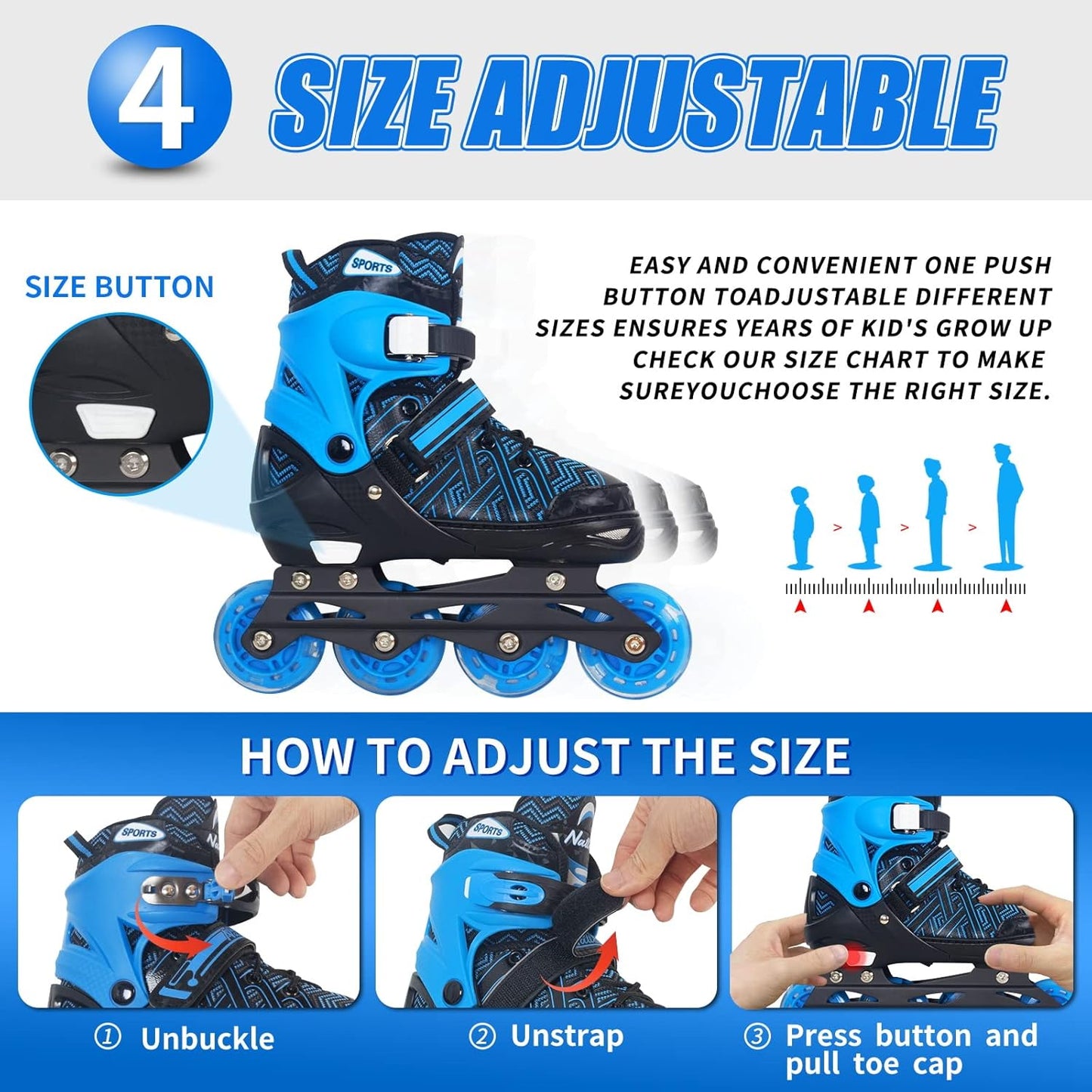 MammyGol Beginner Inline Skates for Kids-Blue
