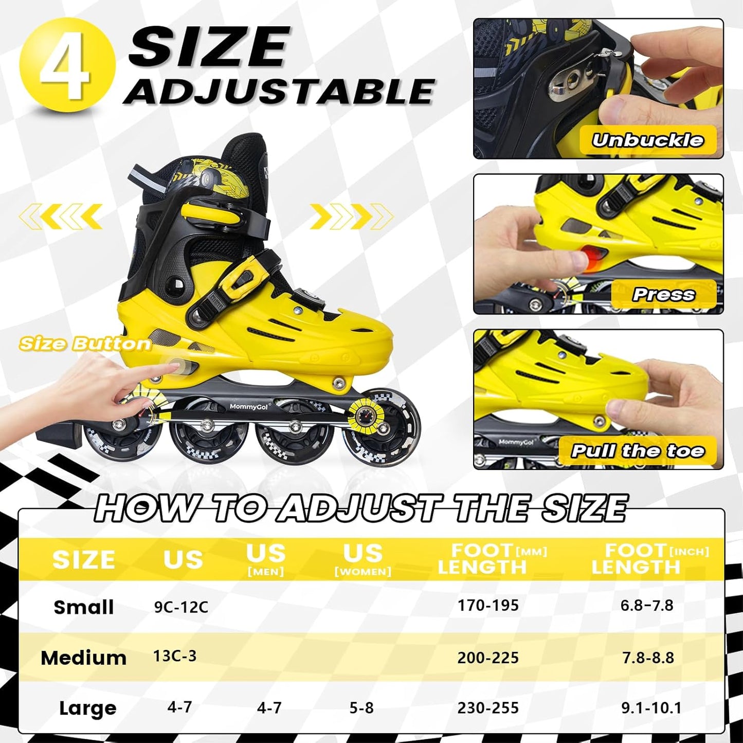 MammyGol Inline Skates for Boys and Girls Youth-Yellow
