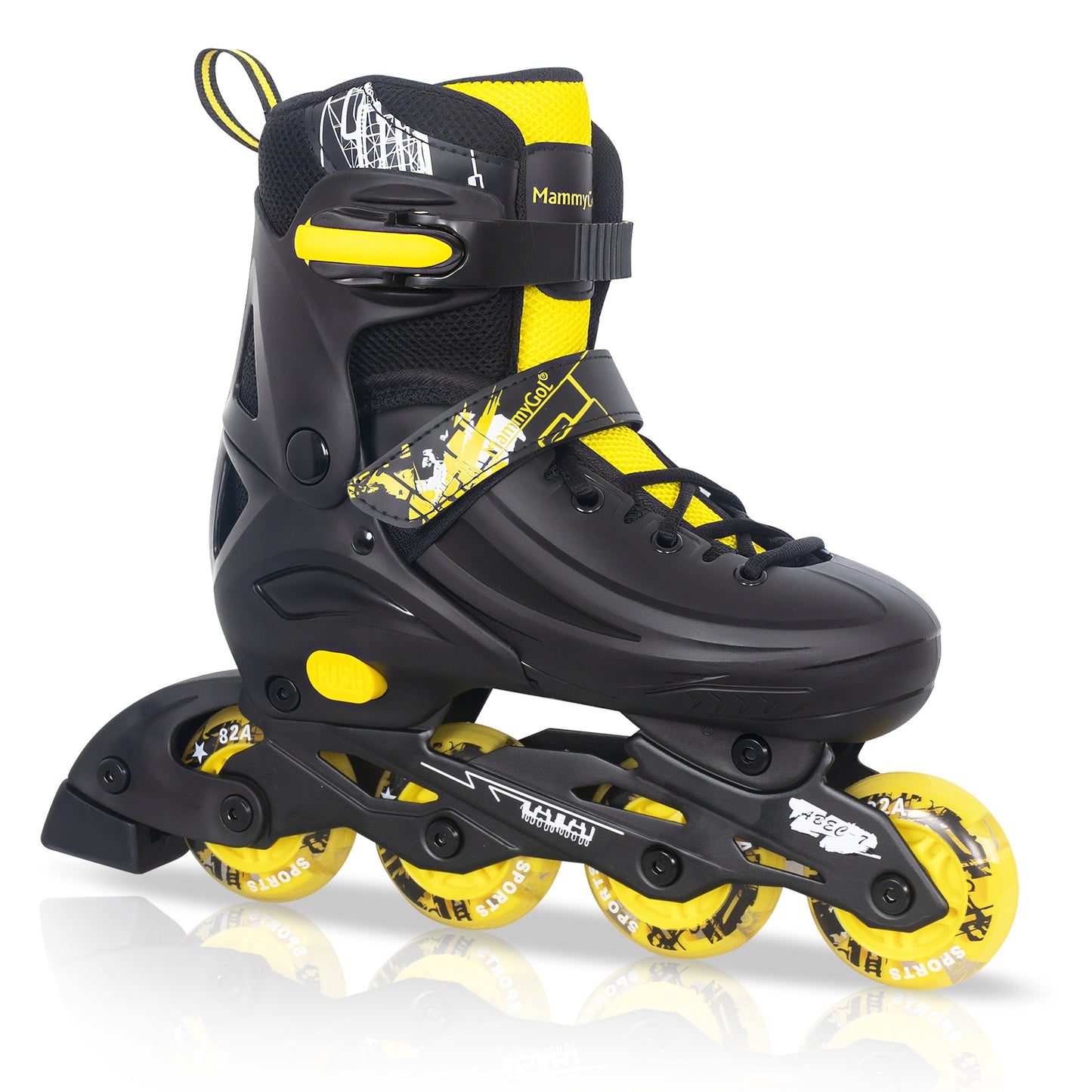 MammyGol Adjustable Inline Skates for Kids Youths Adults-Yellow