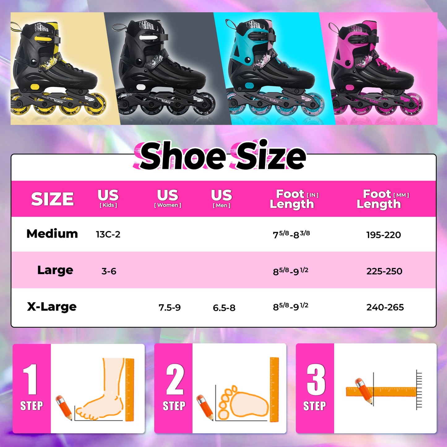 MammyGol Adjustable Inline Skates for Kids Youths Adults-Rosy