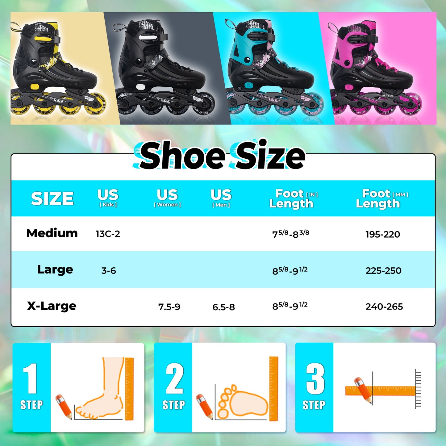 MammyGol Adjustable Inline Skates for Kids Youths Adults-Teal