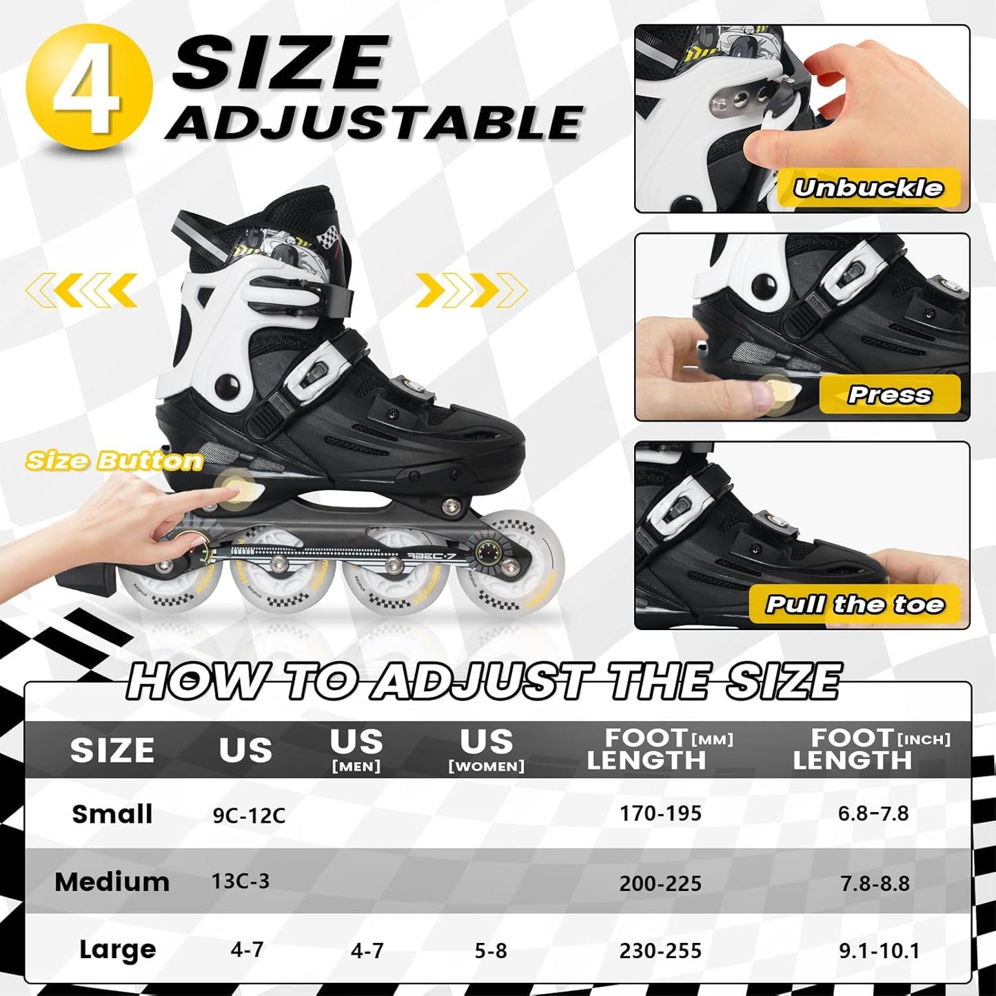 MammyGol Inline Skates for Boys and Girls Youth-White