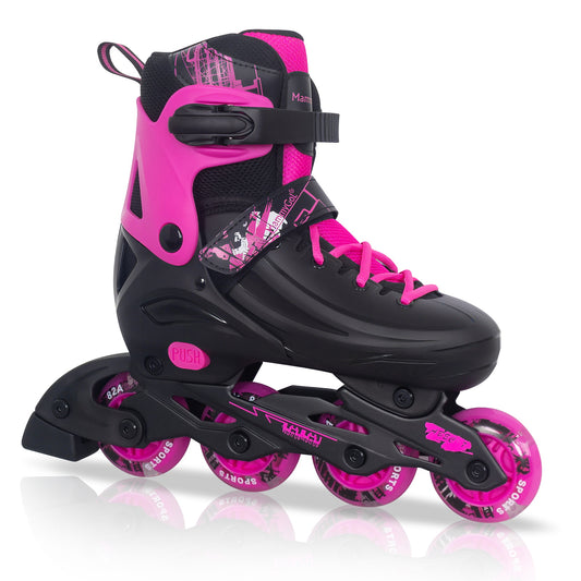 MammyGol Adjustable Inline Skates for Kids Youths Adults-Rosy
