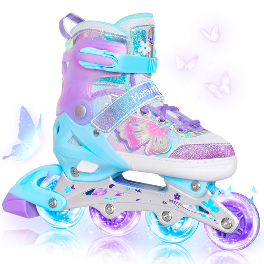 MammyGol Adjustable Butterfly Inline Skates for Kids-Purple